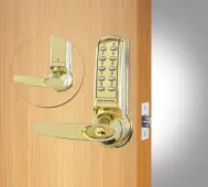 Codelocks CL4010 PB Medium Duty Electronic Digital Lock with 60mm Tubular Latch&comma; Key Override & Code Free Option - Polished Brass