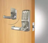 Codelocks CL5010 BS Heavy Duty Electronic Digital Lock with 60mm Tubular Latch&comma; Key Override & Code Free Option - Brushed Steel