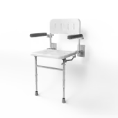 130203&sol;WH Fitzroy of London Wall Mounted Shower Seat with Support Legs&comma; Back & Arm Rests - White