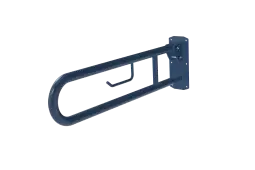 211480&sol;DB Fitzroy of London 800mm Lift and Lock Hinged Support Rail &lpar;Stainless Steel&rpar; with Exposed Fixings & Integral Toilet Roll Holder - Dark Blue &lpar;RAL 5011&rpar;
