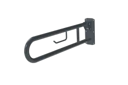 211480&sol;DG Fitzroy of London 800mm Lift and Lock Hinged Support Rail &lpar;Stainless Steel&rpar; with Exposed Fixings & Integral Toilet Roll Holder - Dark Grey &lpar;RAL 7016&rpar;
