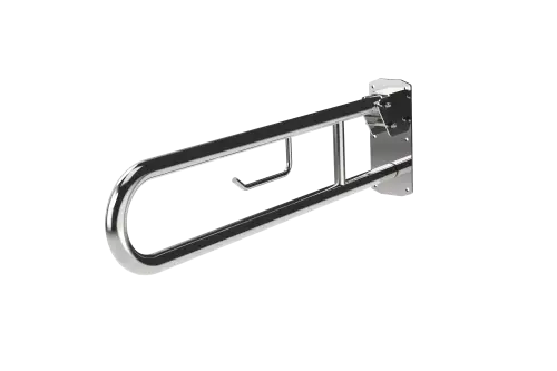 Click Here To Enlarge This Photo Of 211480&sol;SP Fitzroy of London 800mm Lift and Lock Hinged Support Rail &lpar;Stainless Steel&rpar; with Exposed Fixings & Integral Toilet Roll Holder - Polished
