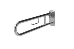 211480&sol;SS Fitzroy of London 800mm Lift and Lock Hinged Support Rail &lpar;Stainless Steel&rpar; with Exposed Fixings & Integral Toilet Roll Holder - Satin