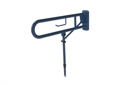 Click Here To Enlarge This Photo Of 211580&sol;DB Fitzroy of London 800mm Lift and Lock Hinged Support Rail &lpar;Stainless Steel&rpar; with Exposed Fixings&comma; Support Legs & Integral Toilet Roll Holder - Dark Blue &lpar;RAL 5011&rpar;