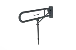 211580&sol;DG Fitzroy of London 800mm Lift and Lock Hinged Support Rail &lpar;Stainless Steel&rpar; with Exposed Fixings&comma; Support Legs & Integral Toilet Roll Holder - Dark Grey &lpar;RAL 7016&rpar;