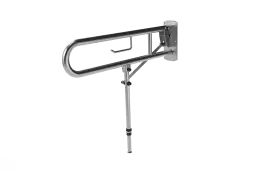 211580&sol;SS Fitzroy of London 800mm Lift and Lock Hinged Support Rail &lpar;Stainless Steel&rpar; with Exposed Fixings&comma; Support Legs & Integral Toilet Roll Holder - Satin