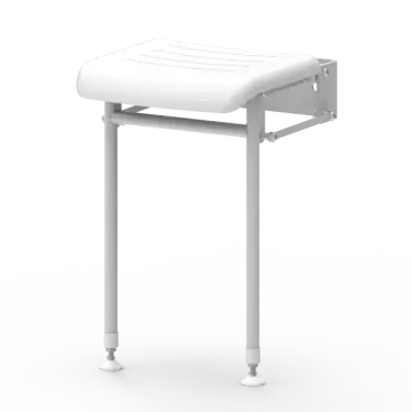 Click Here To Enlarge This Photo Of 214&sol;WH Fitzroy of London Wall Mounted Compact Hinged Padded Shower Seat &lpar;Stainless Steel&rpar; with Support Legs - White
