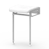 214&sol;WH Fitzroy of London Wall Mounted Compact Hinged Padded Shower Seat &lpar;Stainless Steel&rpar; with Support Legs - White