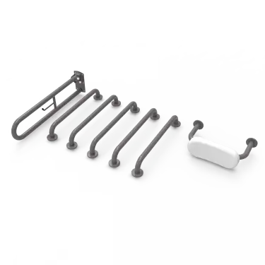 Click Here To Enlarge This Photo Of 230004&sol;GY Fitzroy of London &lpar;Rail Only&rpar; Doc M Toilet Pack &lpar;Mild Steel&rpar; with Concealed Fixings & Back Rest Rail - Grey &lpar;RAL 7005&rpar;