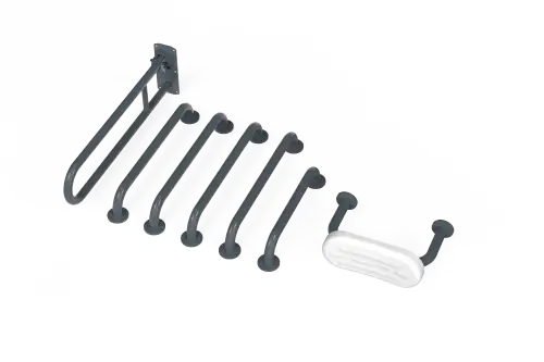 Click Here To Enlarge This Photo Of 230006&sol;DG Fitzroy of London &lpar;Rail Only&rpar; Doc M Toilet Pack &lpar;Stainless Steel&rpar; with Concealed Fixings & Back Rest Rail - Dark Grey &lpar;RAL 7016&rpar;
