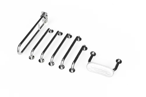 Click Here To Enlarge This Photo Of 230006&sol;SP Fitzroy of London &lpar;Rail Only&rpar; Doc M Toilet Pack &lpar;Stainless Steel&rpar; with Concealed Fixings & Back Rest Rail - Polished