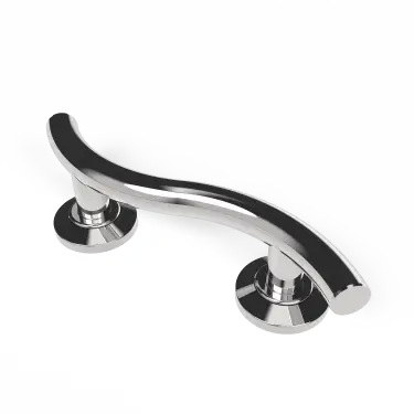 Click Here To Enlarge This Photo Of 310235&sol;SP Fitzroy of London 355mm Contemporary Curved Grab Rail &lpar;Stainless Steel&rpar; with Concealed Nylon Flange - Polished