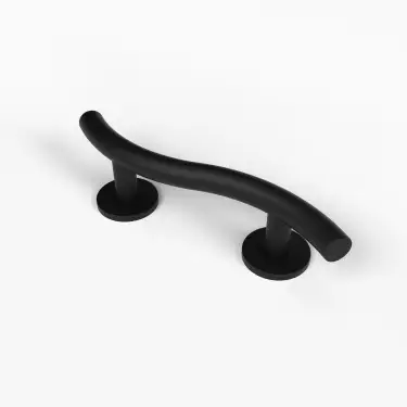 Click Here To Enlarge This Photo Of 311635&sol;MB Fitzroy of London 355mm Luxury Curved Grab Rail &lpar;Stainless Steel&rpar; with Concealed Fixings - Matt Black &lpar;RAL 9005&rpar;
