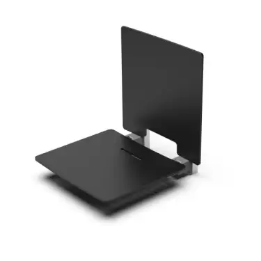 Click Here To Enlarge This Photo Of 331003&sol;BL Fitzroy of London Contemporary Slimline Wall Mounted Shower Seat with Back Rest and Black Pads