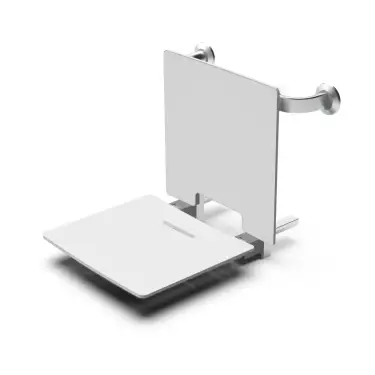 Click Here To Enlarge This Photo Of 331004&sol;WH Fitzroy of London Removable Contemporary Slimline Wall Mounted Shower Seat with Back Rest and White Pads