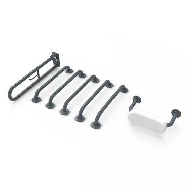 Click Here To Enlarge This Photo Of BLLDMT-0&sol;DG Fitzroy of London &lpar;Rail Only&rpar; Doc M Toilet Pack &lpar;Mild Steel&rpar; with Exposed Fixings & Back Rest - Dark Grey &lpar;RAL 7016&rpar;