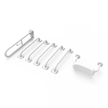Click Here To Enlarge This Photo Of BLLDMT-0&sol;WH Fitzroy of London &lpar;Rail Only&rpar; Doc M Toilet Pack &lpar;Mild Steel&rpar; with Exposed Fixings & Back Rest - White &lpar;RAL 9016&rpar;
