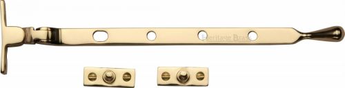 Click Here To Enlarge This Photo Of V992 10-PB Heritage Brass Casement Window Stay Ball Design 10" Polished Brass Finish