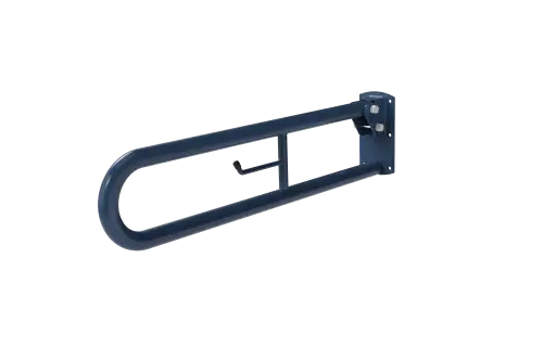 Click Here To Enlarge This Photo Of DDGR-B&sol;DB Fitzroy of London 800mm Trombone Lift and Lock Hinged Support Rail &lpar;Mild Steel&rpar; with Toilet Roll Holder Dark Blue &lpar;RAL 5011&rpar;