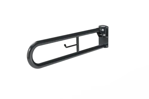 Click Here To Enlarge This Photo Of DDGR-B&sol;DG Fitzroy of London 800mm Trombone Lift and Lock Hinged Support Rail &lpar;Mild Steel&rpar; with Toilet Roll Holder Dark Grey &lpar;RAL 7016&rpar;