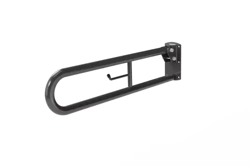 Click Here To Enlarge This Photo Of DDGR-B&sol;GY Fitzroy of London 800mm Trombone Lift and Lock Hinged Support Rail &lpar;Mild Steel&rpar; with Toilet Roll Holder Grey &lpar;RAL 7005&rpar;