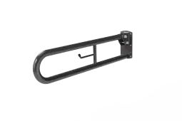 DDGR-B&sol;GY Fitzroy of London 800mm Trombone Lift and Lock Hinged Support Rail &lpar;Mild Steel&rpar; with Toilet Roll Holder Grey &lpar;RAL 7005&rpar;