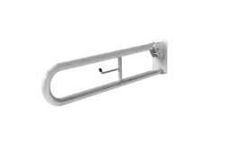 DDGR-B&sol;WH Fitzroy of London 800mm Trombone Lift and Lock Hinged Support Rail &lpar;Mild Steel&rpar; with Toilet Roll Holder White &lpar;RAL 9016&rpar;