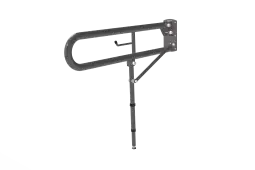 DDGR-BP&sol;GY Fitzroy of London 800mm Trombone Lift and Lock Hinged Support Rail &lpar;Mild Steel&rpar; with Toilet Roll Holder & Support Legs Grey &lpar;RAL 7005&rpar;