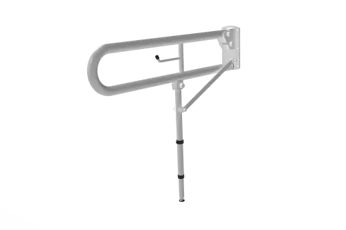 Click Here To Enlarge This Photo Of DDGR-BP&sol;WH Fitzroy of London 800mm Trombone Lift and Lock Hinged Support Rail &lpar;Mild Steel&rpar; with Toilet Roll Holder & Support Legs White &lpar;RAL 9016&rpar;