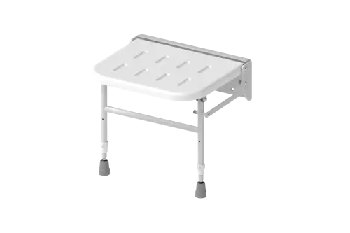 Click Here To Enlarge This Photo Of SB-070&sol;WH Fitzroy of London Premium Wall Mounted Shower Seat with Support Legs - White &lpar;No Pads&rpar;