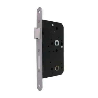 Click Here To Enlarge This Photo Of AR913-R-60-SSS Hoppe Arrone DIN Mortice Bathroom Lock Radius Forend &lpar;60mm Backset&rpar; - Satin Stainless Steel &lpar;87107874&rpar;