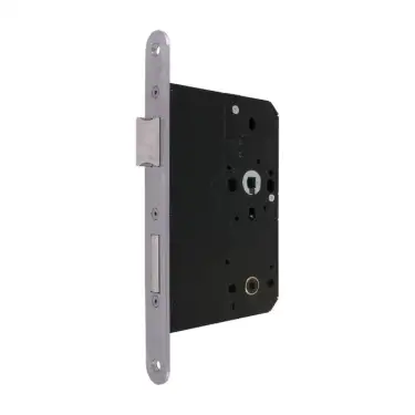 Click Here To Enlarge This Photo Of AR913-R-80-SSS Hoppe Arrone DIN Mortice Bathroom Lock Radius Forend &lpar;80mm Backset&rpar; - Satin Stainless Steel &lpar;87117092&rpar;