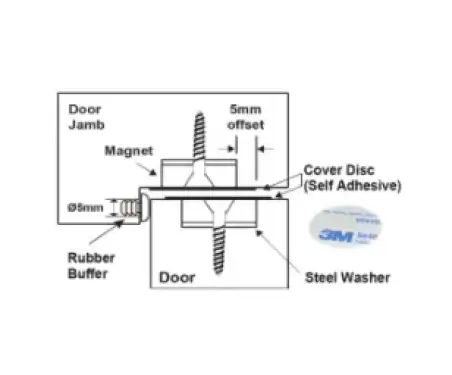 Click Here To Enlarge This Photo Of PLS12PRO Precision Light Duty Concealed Magnetic Catch 12mm - Stainless Steel