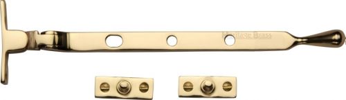 Click Here To Enlarge This Photo Of V992 8-PB Heritage Brass Casement Window Stay Ball Design 8" Polished Brass Finish