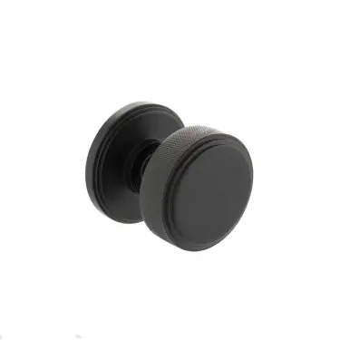 Click Here To Enlarge This Photo Of Atlantic - MH450KSMKMBSOLID Millhouse Brass 'Harrison' &lpar;Solid Brass&rpar; Knurled Mortice Knob on Concealed Fix Rose - Matt Black