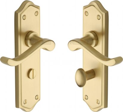 Click Here To Enlarge This Photo Of W4220-SB Heritage Brass Door Handle For Bathroom Buckingham Design Satin Brass Finish