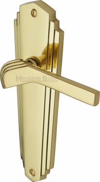 Click Here To Enlarge This Photo Of WAL6510-PB Heritage Brass Door Handle Lever Latch Waldorf Design Polished Brass Finish