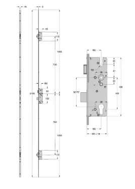 Click Here To Enlarge This Photo Of L24798 - WINKHAUS AV2 Auto Locking Latch & Deadbolt Multipoint Lock - 2 Hook - 45&sol;92 - RH - 16mm Square Faceplate &lpar;2352157&rpar;