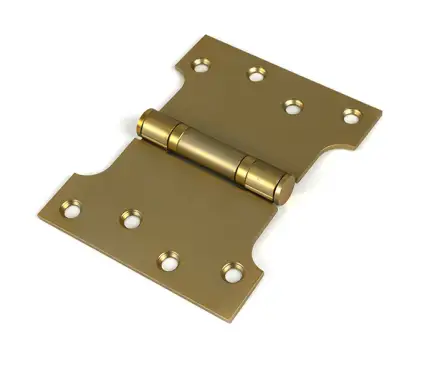 Click Here To Enlarge This Photo Of 51819 From the Anvil Satin Brass 4" x 3" x 5" Parliament Hinge &lpar;pair&rpar; ss