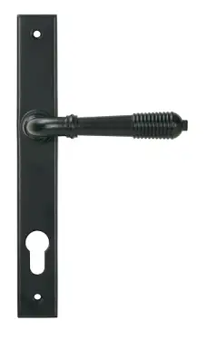 Click Here To Enlarge This Photo Of 52080 From the Anvil Matt Black Reeded Slimline Lever Espag&period; Lock Set