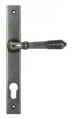 52081 From the Anvil Pewter Reeded Slimline Lever Espag&period; Lock Set
