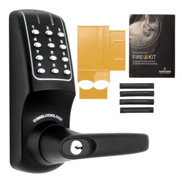 Click Here To Enlarge This Photo Of Codelocks CL5010 BK FKP FIRE RATED Heavy Duty Electronic Digital Lock with 60mm Tubular Latch & Hold Open Function - Black