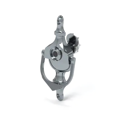 Click Here To Enlarge This Photo Of RH&period;DKDV&period;PNP - Rutland FRONTIER Collection Urn Style Door Knocker with Fire Rated Door Viewer - Polished Nickel Plated