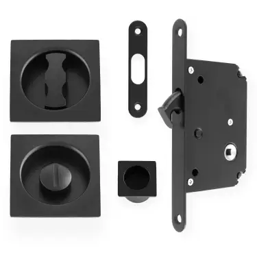 Click Here To Enlarge This Photo Of AW111RBL - Alexander & Wilks Radius Sliding Door Lock Set &lpar;Square Roses&rpar;  - Black