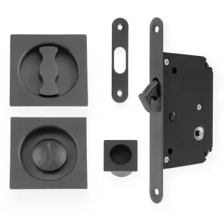 AW111RDBZPVD - Alexander & Wilks Radius Sliding Door Lock Set &lpar;Square Roses&rpar;  - Dark Bronze PVD