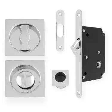 Click Here To Enlarge This Photo Of AW111RPC - Alexander & Wilks Radius Sliding Door Lock Set &lpar;Square Roses&rpar;  - Polished Chrome