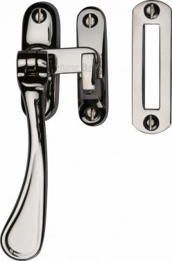 Click Here To Enlarge This Photo Of V1003 MP&sol;HP-PNF Heritage Brass Casement Window Fastener Spoon Pattern Polished Nickel Finish