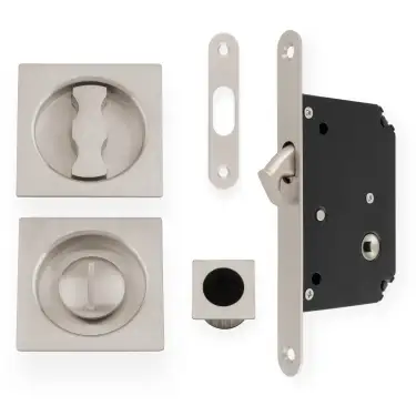 Click Here To Enlarge This Photo Of AW111RSN - Alexander & Wilks Radius Sliding Door Lock Set &lpar;Square Roses&rpar;  - Satin Nickel