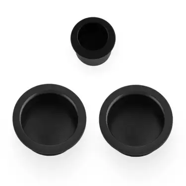 Click Here To Enlarge This Photo Of AW994BL - Alexander & Wilks Sliding Door Flush Pull Set &lpar;Round&rpar; -  Black