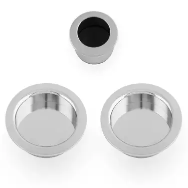 Click Here To Enlarge This Photo Of AW994PC - Alexander & Wilks Sliding Door Flush Pull Set &lpar;Round&rpar; -  Polished Chrome